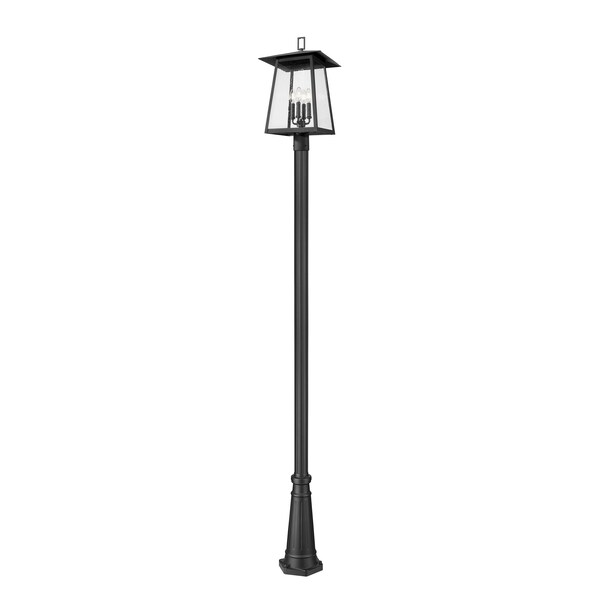 Z-Lite Rainer 4 Light Outdoor Post Mounted Fixture, 13.5in. W x 118.25in. H, Black 5015PHBR-5011P-BK - main
